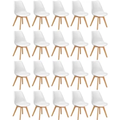 Conjunto 20 Cadeiras de Jantar Eames Wood Leda Design Estofada