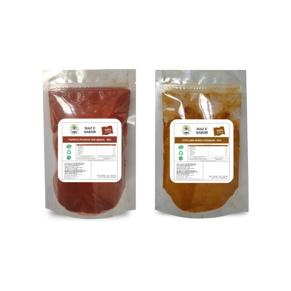Combo Cúrcuma mais Paprica Defumada 50g Delicia de Sabor