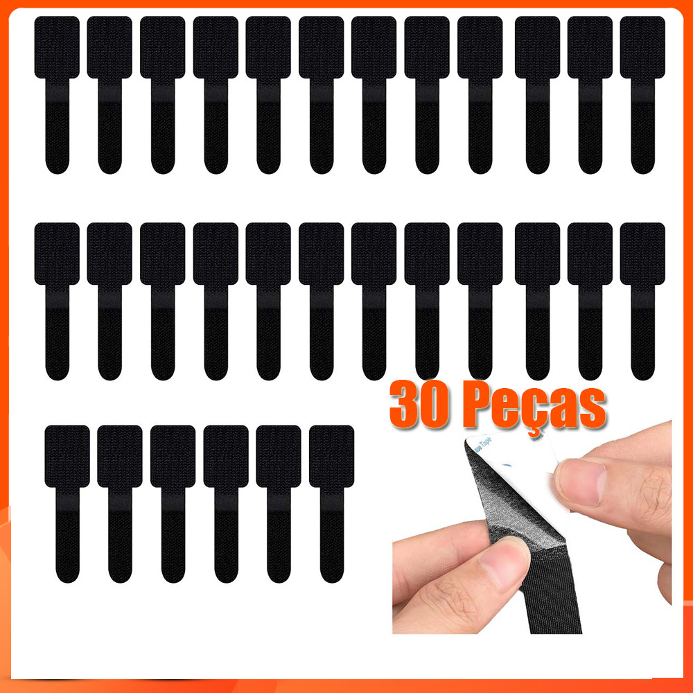 30Pcs Abraçadeiras De Cabo Soltáveis Reutilizáveis Nylon preto