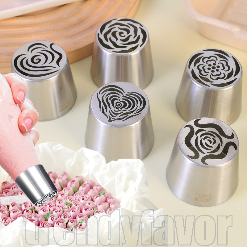 Grandes Pontas De Bico De Creme Russo De Aço Inoxidável-Bicos De Padrão De Flores-Suprimentos De Cozinha-Ferramenta De C em Oferta na Shopee