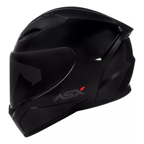 Capacete Asx City Solid Preto Brilhante + Viseira Fumê Extra Narigueira Alta esportivo