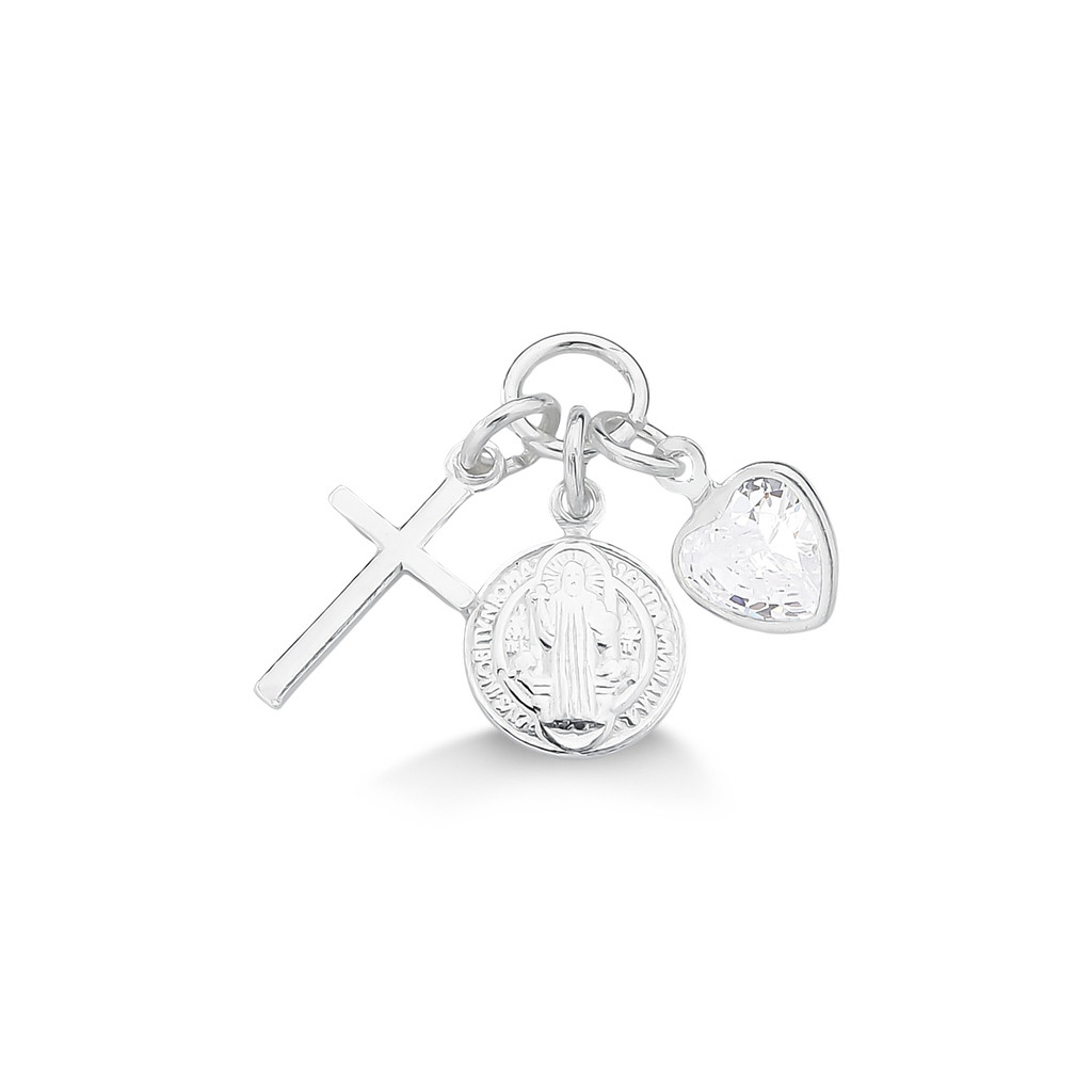 Pingente Patuá Medalha São Bento, Cruz e Coração Prata 925 em Oferta na Shopee