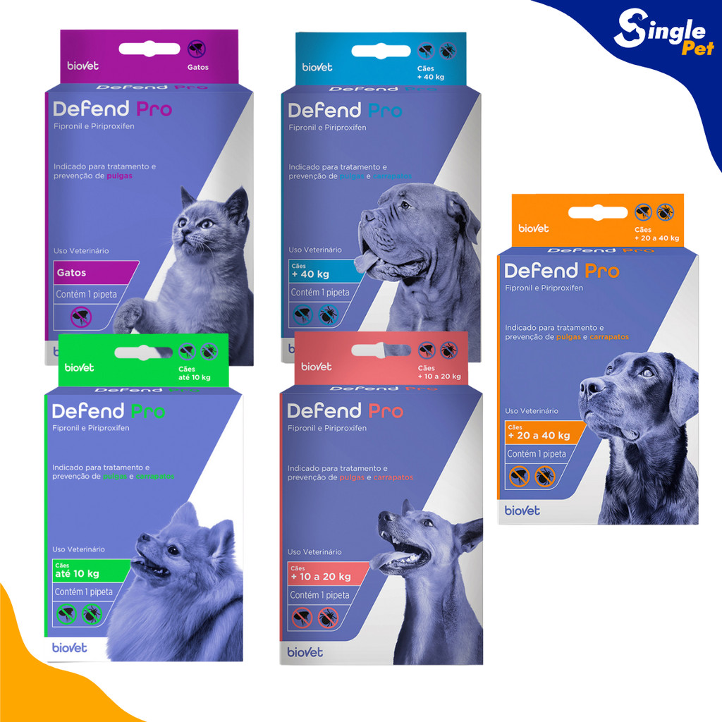 Defend Pro Antipulgas e Carrapatos para Cães de 1 a +40kg e Gatos - Pipeta de Fácil Aplicação em Oferta na Shopee