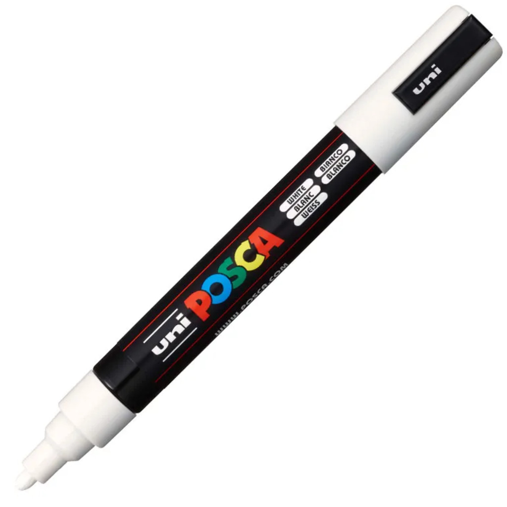 Caneta Posca Profissional PC-5M Branco Uniball - Blister Com 1 Unidade em Oferta na Shopee
