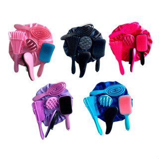 Kit 05 Escova Flex com Raquete Fashion Escova Mágica Massageador de Silicone e Touca de Ce...
