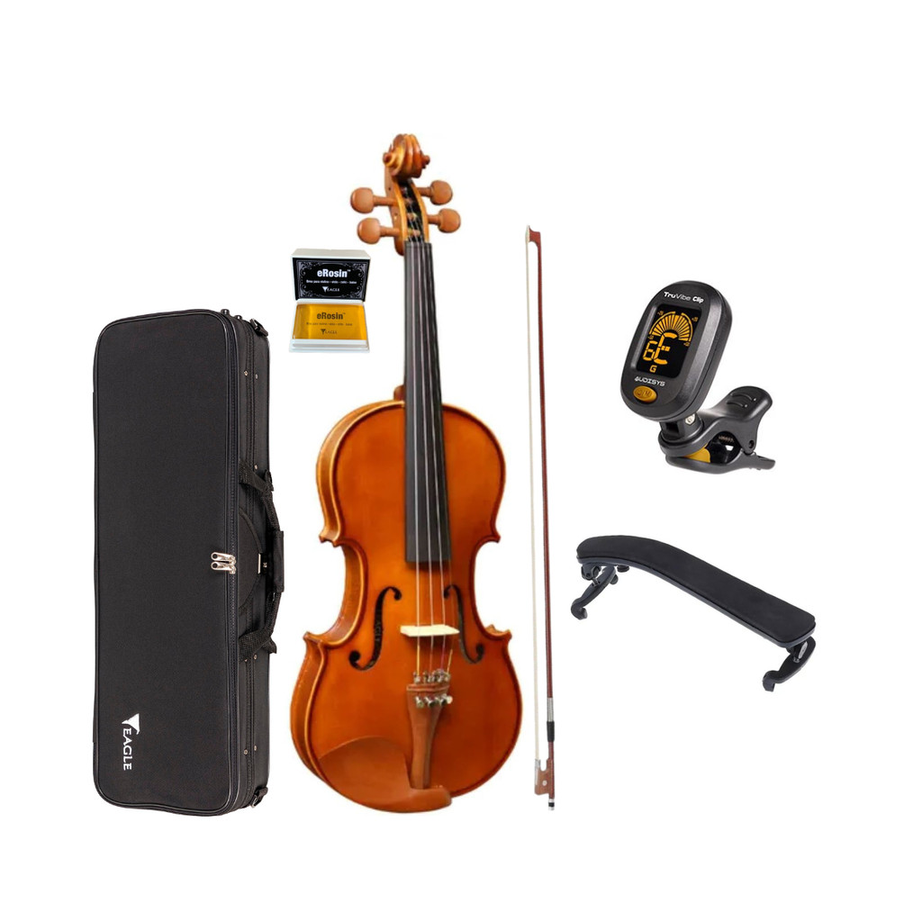 Violino Eagle VE-441 tamanho 4/4 Verniz Brilhante + espaleira + afinador