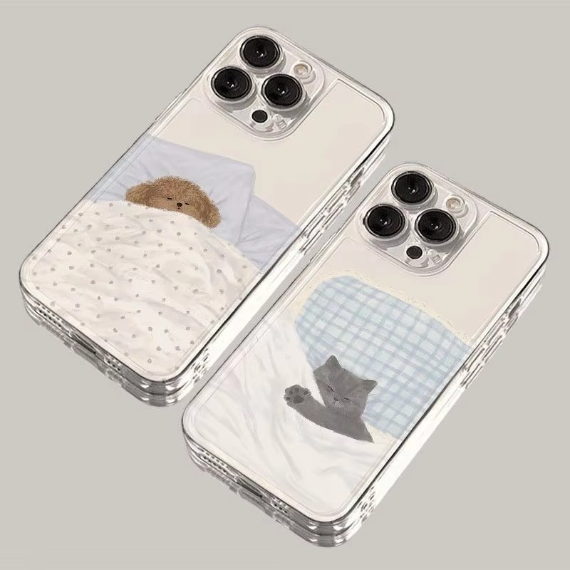 Cão Gato Casal Caso De Telefone Para Samsung A05 A06 A05S A06S A15 A16 A14 A13 A24 A25 A34 A35 A32 A54 A55 Claro Capa Ma