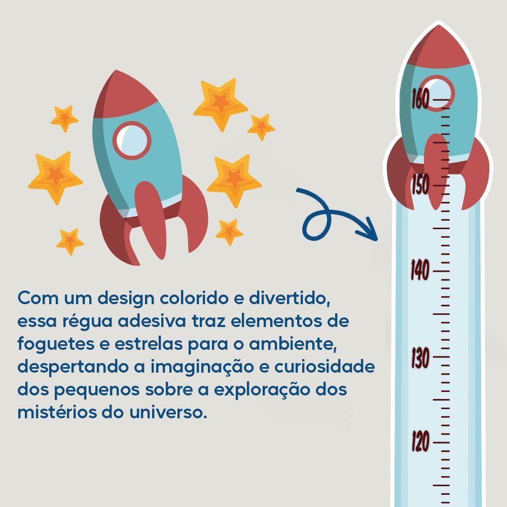 Detalhes do Adesivo Parede Régua Crescimento Foguete Exploração Estrelas