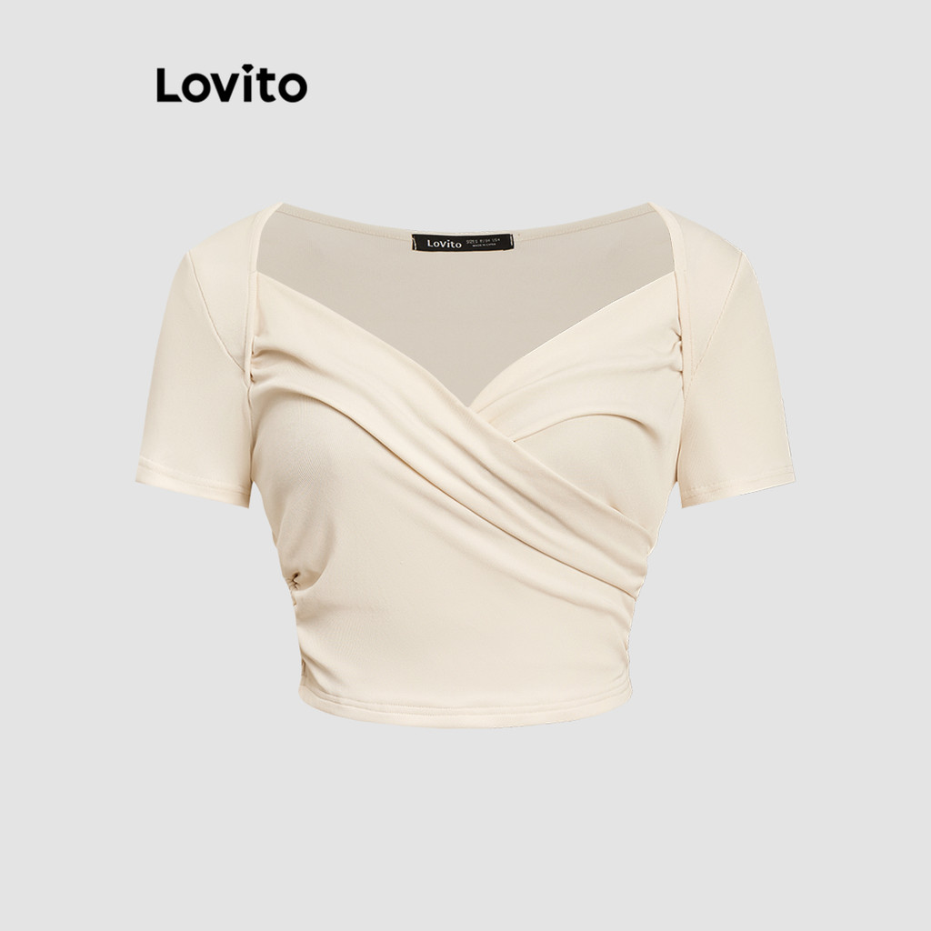 Lovito Camiseta vintage com estampa lisa para mulheres L114AD211 - Women Clothes