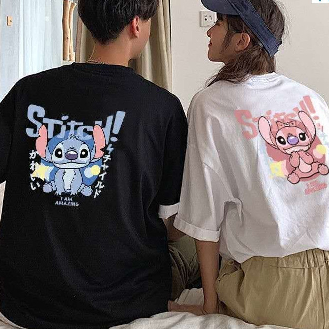 Camiseta Unissex Oversized Plus Size Feminina Masculina Preta Unissex, Design  Personagem Cartoon Estilizado Stitch e Te em Oferta na Shopee