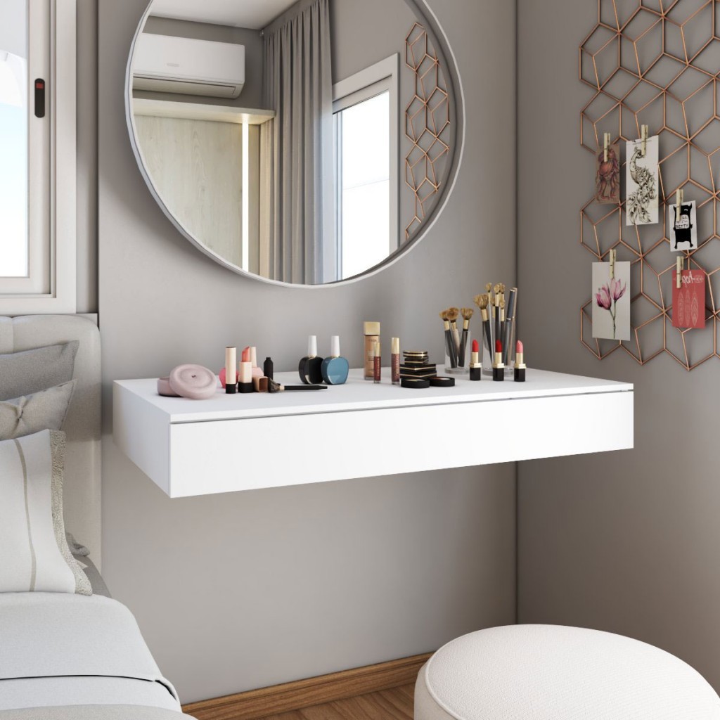 Penteadeira Suspensa Gavetão Branco - Panorama Móveis em Oferta na Shopee