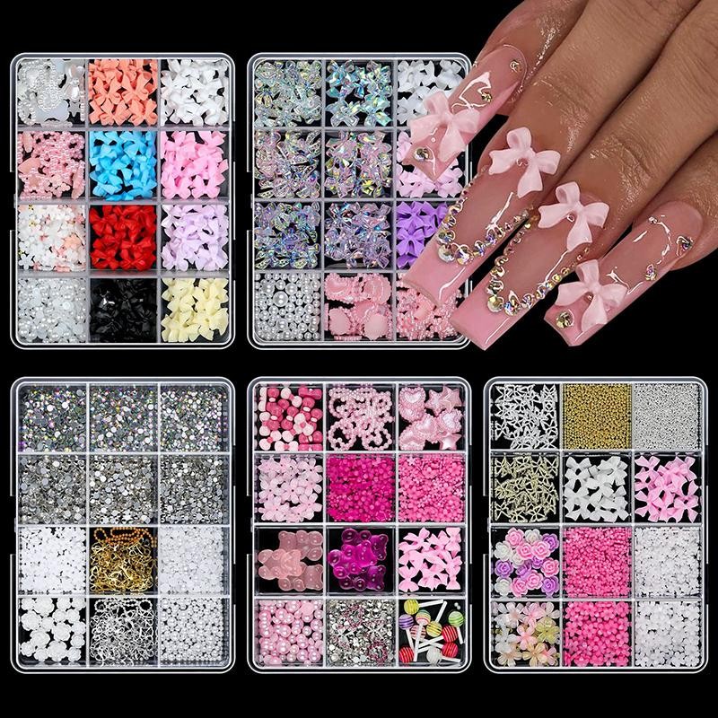 Eeail 12 Grade De Resina Para Unhas , Laço , Urso , Arte De Laços , Coração , Flor , Kawai...