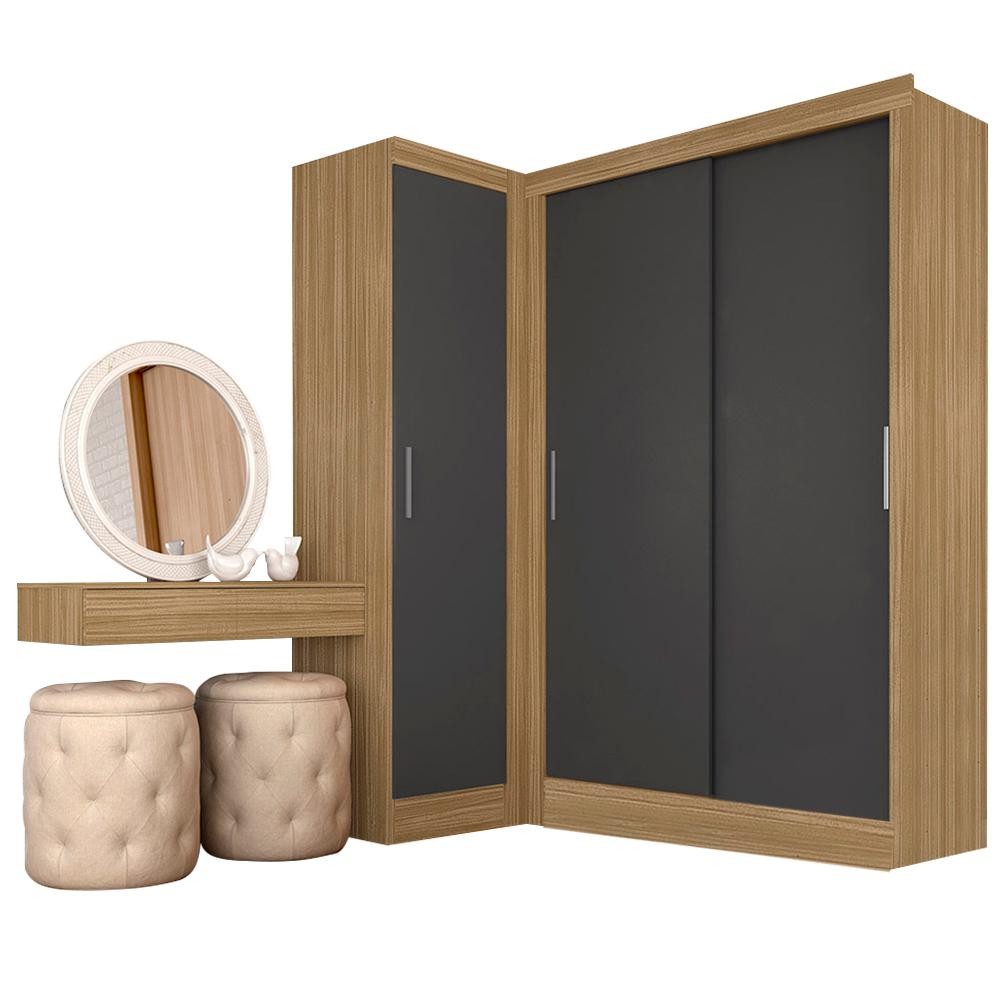 Guarda Roupa Modulado Porta De Correr Anne Bor/graf - Móveis Arapongas em Oferta na Shopee