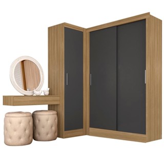 Guarda Roupa Modulado Porta De Correr Anne Bor/graf - Móveis Arapongas em Oferta na Shopee