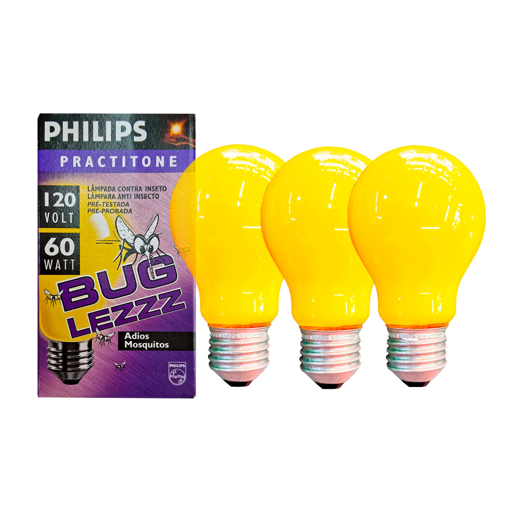 Kit 3 Lâmpadas Anti-Inseto 60w 127v Philips Bug Lezzz