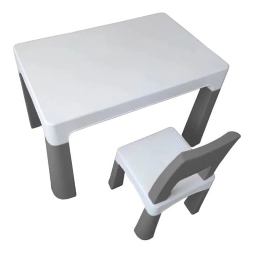Mesa infantil Criança Mesinha Infantil Mesa Cinza (Kit 1 mesa + 1 cadeira)