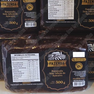 Doce Sem Adição de Açúcar - Bananada em Tablete 500 Gramas (0 Açúcar Adicionado) - Fazenda de Minas em Oferta na Shopee