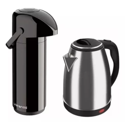 Kit Chaleira Jarra Elétrica 1,8 110v + Garrafa Térmica 1 Litro Verona Preta