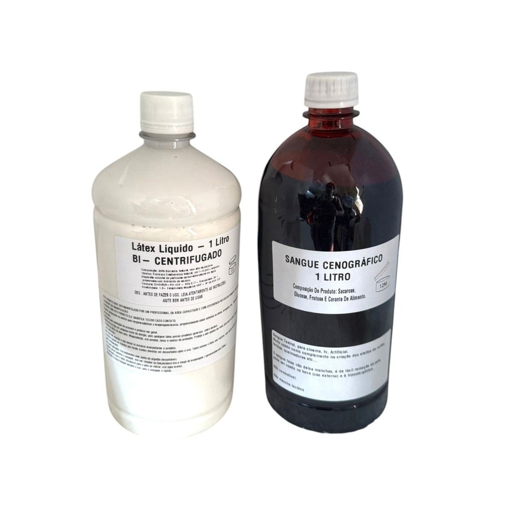 Kit de Maquiagem de terror Latex de 2 Litros + Sangue Falso 2 Litros terror