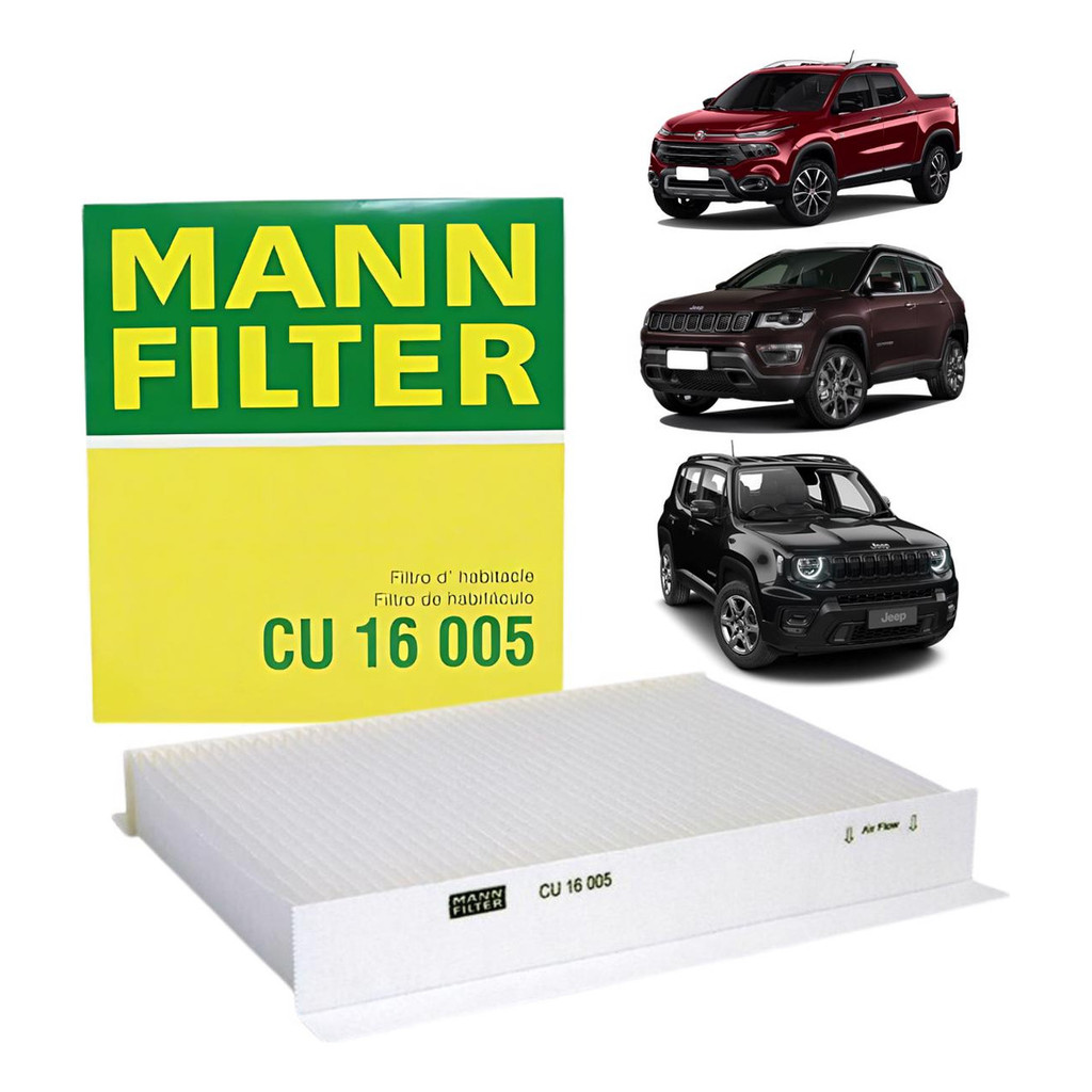 Filtro Ar Condicionado / Cabine para Fiat Toro / Jeep Renegade / Compass / Rampage / Commander - 1.3 1.8 2.0 2.4 (Mann C em Oferta na Shopee