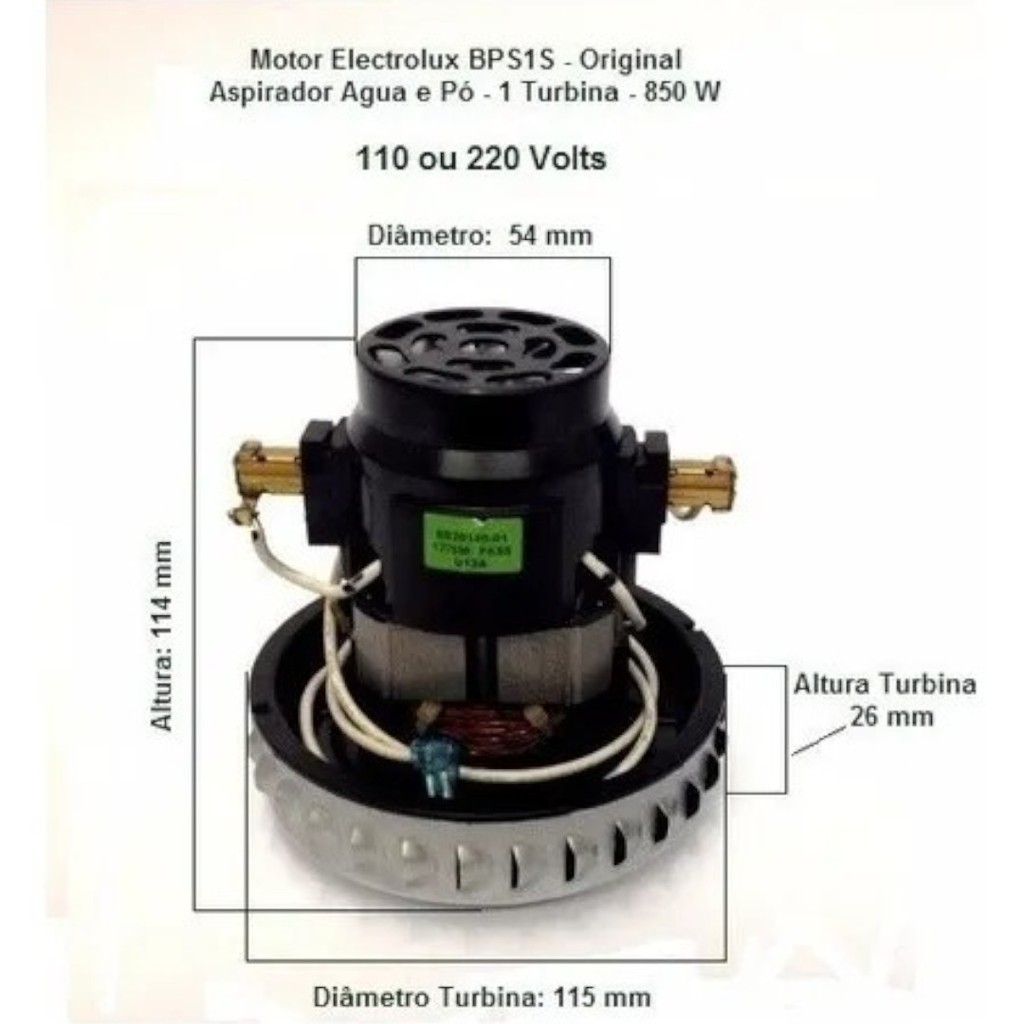 Motor Aspirador Bps1s 110 Volts A10n1/aqp20/gt20n/gt30n