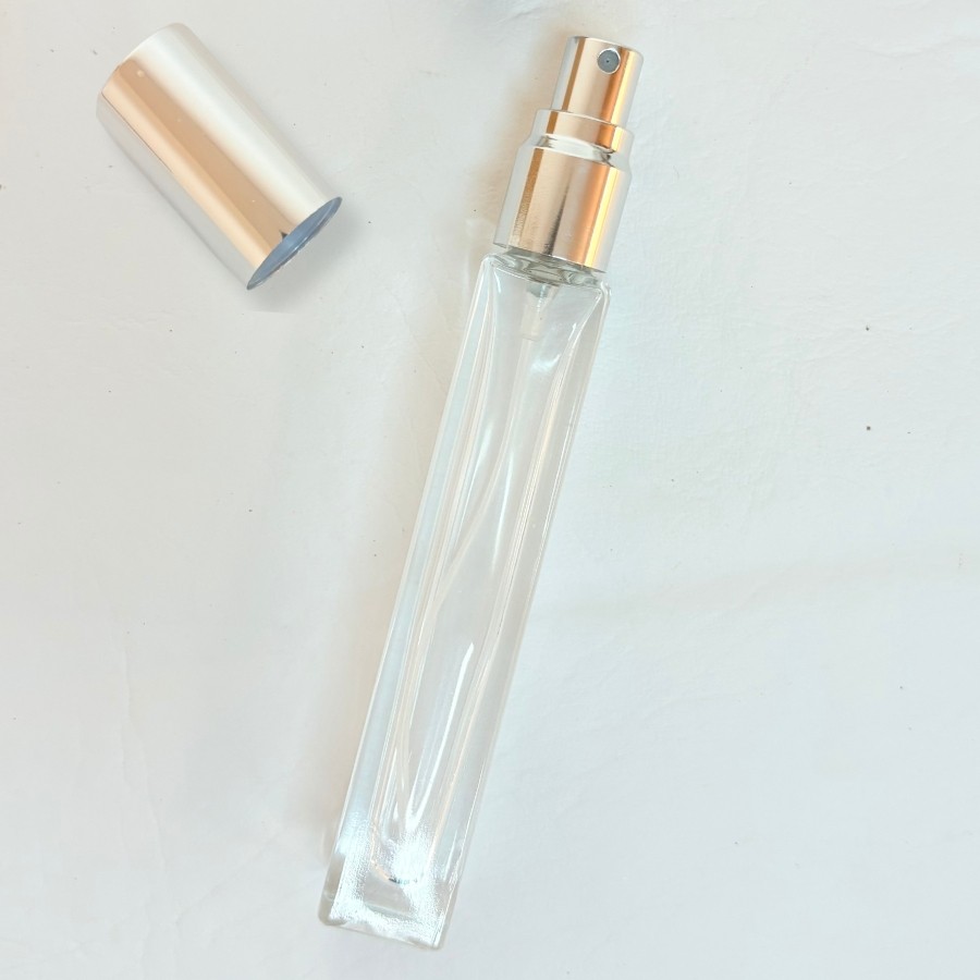 Frasco de Vidro Quadrado com Tampa Spray Prata - 10ml - 1 unidade - Rizzo