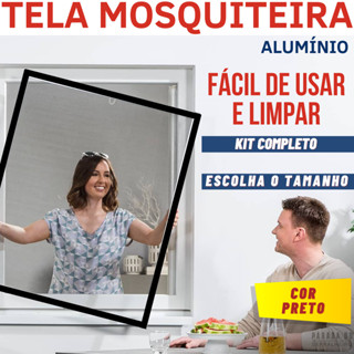 Tela Mosquiteira com Moldura de Alumínio PRETO – Kit Completo Fácil Instalação Contra Insetos em Oferta na Shopee