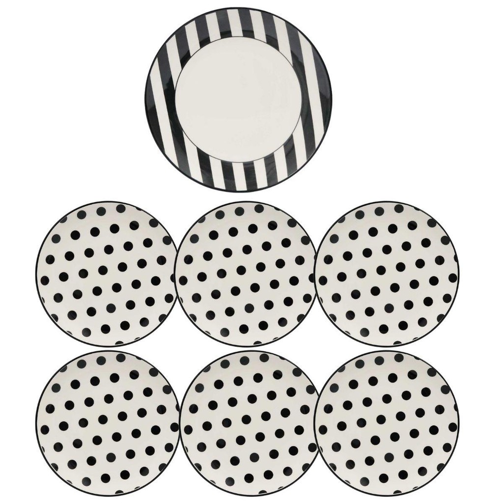 Jogo De Bolo 7 Peças Oxford Unni Stripes And Dots