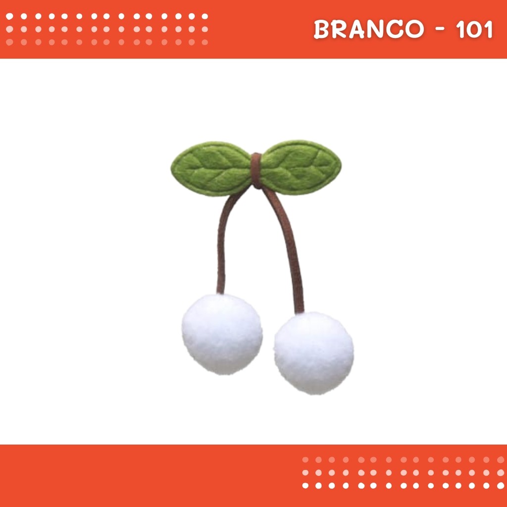 Aplique Pom Pom Cereja - Pacote c/100 unidades - Laços e artesanato COR:BRANCO-101