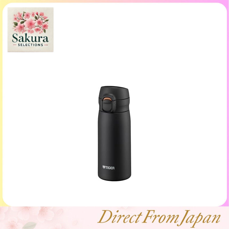 【Dishwasher Safe & Integrated Cap Model】Tiger Thermal Bottle 350ml One-Push Stainless Steel Bottle Easy to Drink Design - Only Three Parts to Wash with Integrated Lid and Packing, Easy Cap, Vacuum Insulated Mug, Keeps Drinks Hot or Cold, Black MKR-W35NK