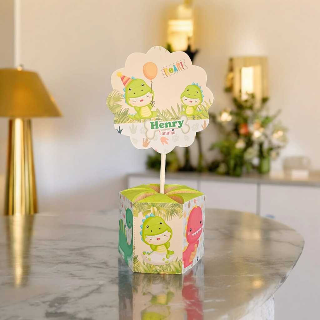 10 Unidades Centro de mesa Festa Infantil Dino Baby em Oferta na Shopee