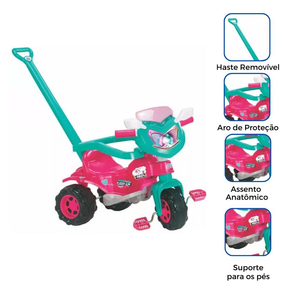 Triciclo Totoca Tico Tico Infantil Menina Com Aro Rosa Passeio Magic Toys
