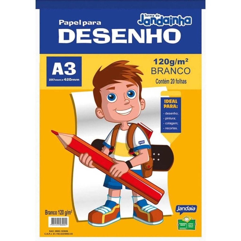 Bloco de Desenho A3 120g Branco – Bloco com 20 Folhas
