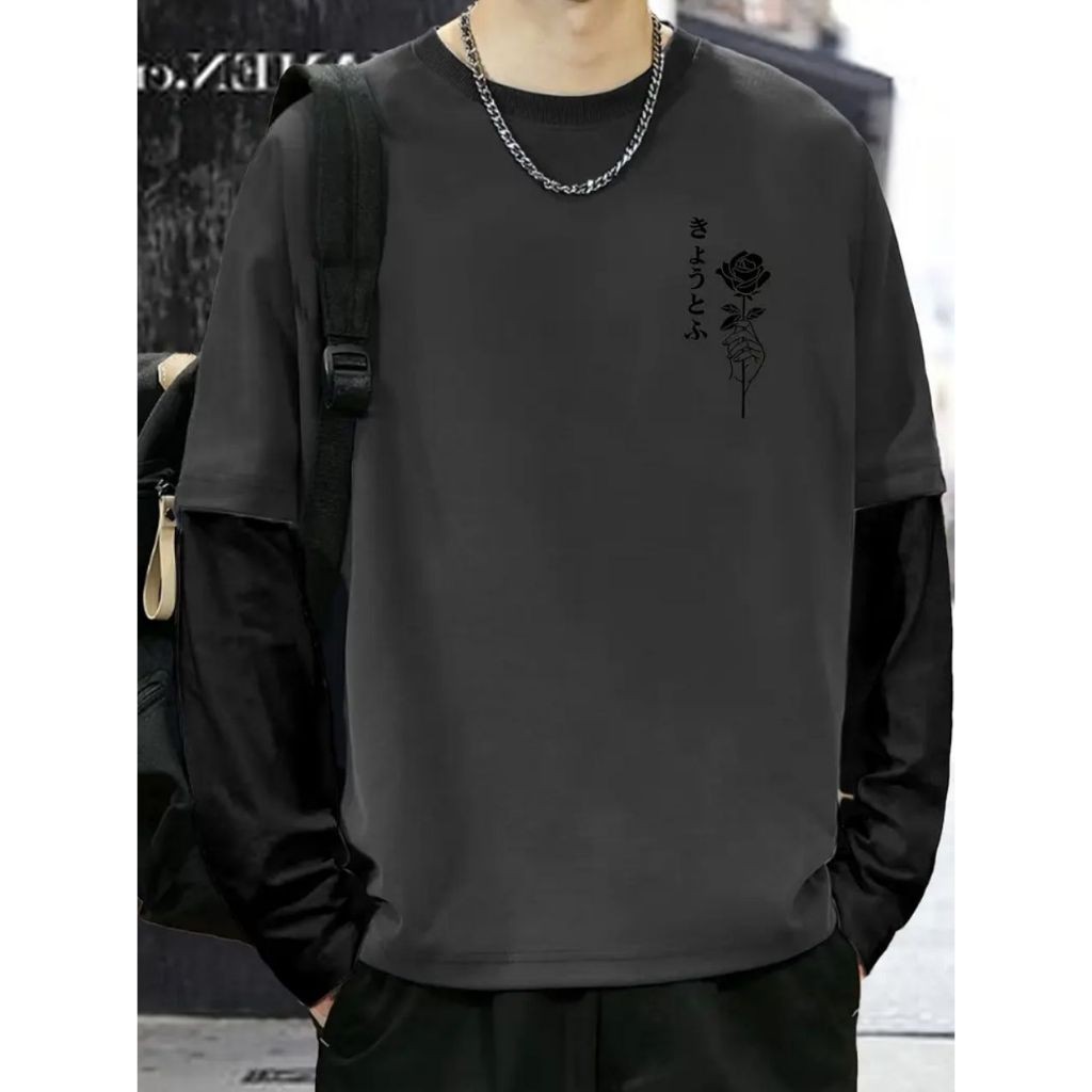 Camiseta Manga Longa Chumbo Streetwear Modelo: "Rosa" - Tumblr CAMLG-1492-GRF COYOTE STREET em Oferta na Shopee