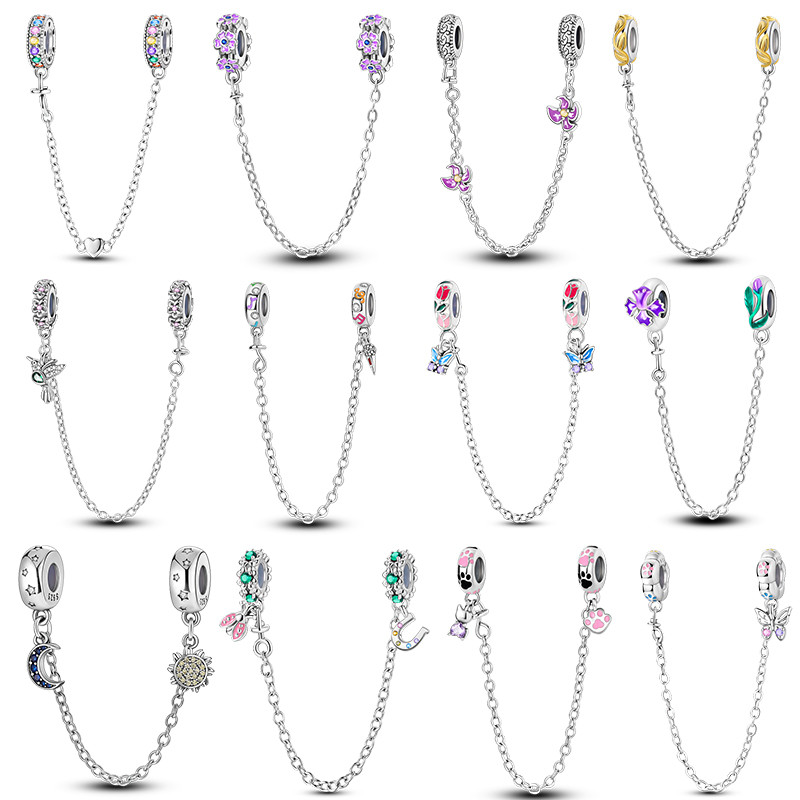 Berloques novo 925 prata Original Dijes grânulo corrente de segurança adequado para pulseira DIY jóias presente aniversá