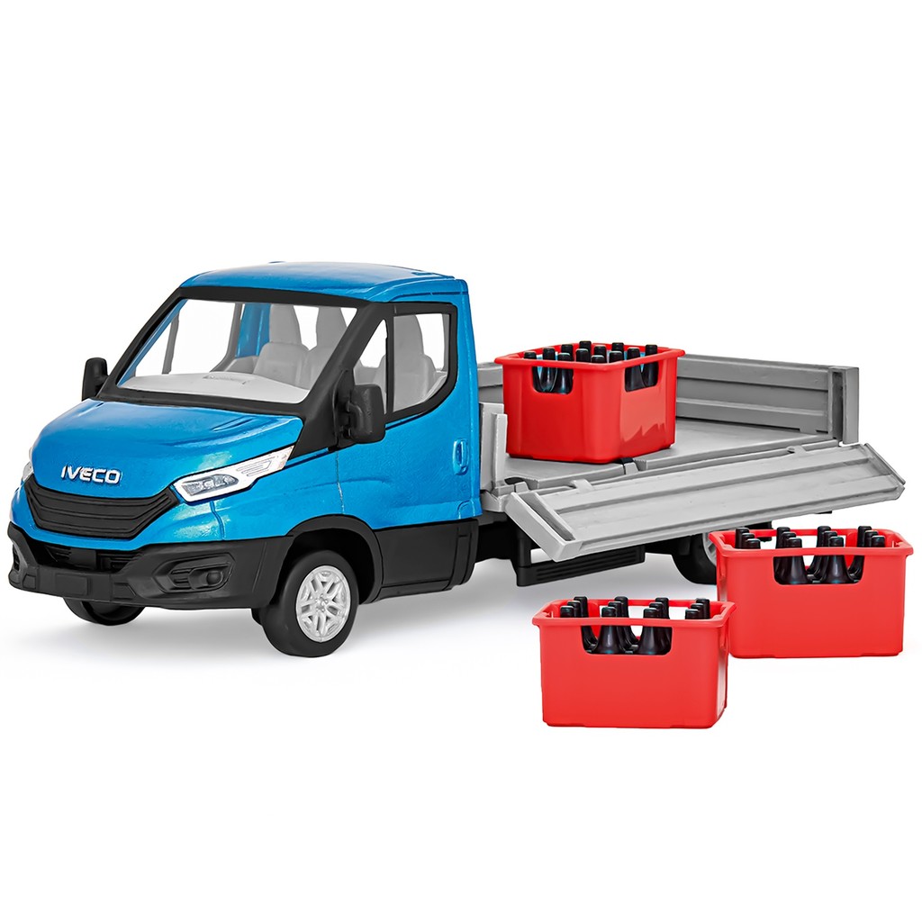 Caminhão Iveco Daily Com Pneus Emborrachados E Acessórios Carga De Engradados Usual Brinquedos