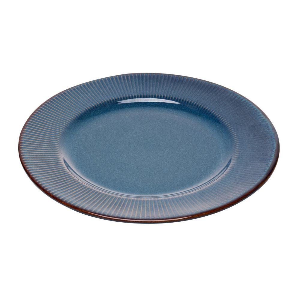 Prato Raso Lyor Linear de Cerâmica Azul 27cm - Home & Living
