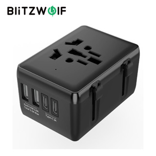 BlitzWolf BW-TA1 Plugue Adaptador De Viagem Universal Com 4 USB Ue Reino Unido Eua AU Carregador De Energia Ca Tomada Co em Oferta na Shopee