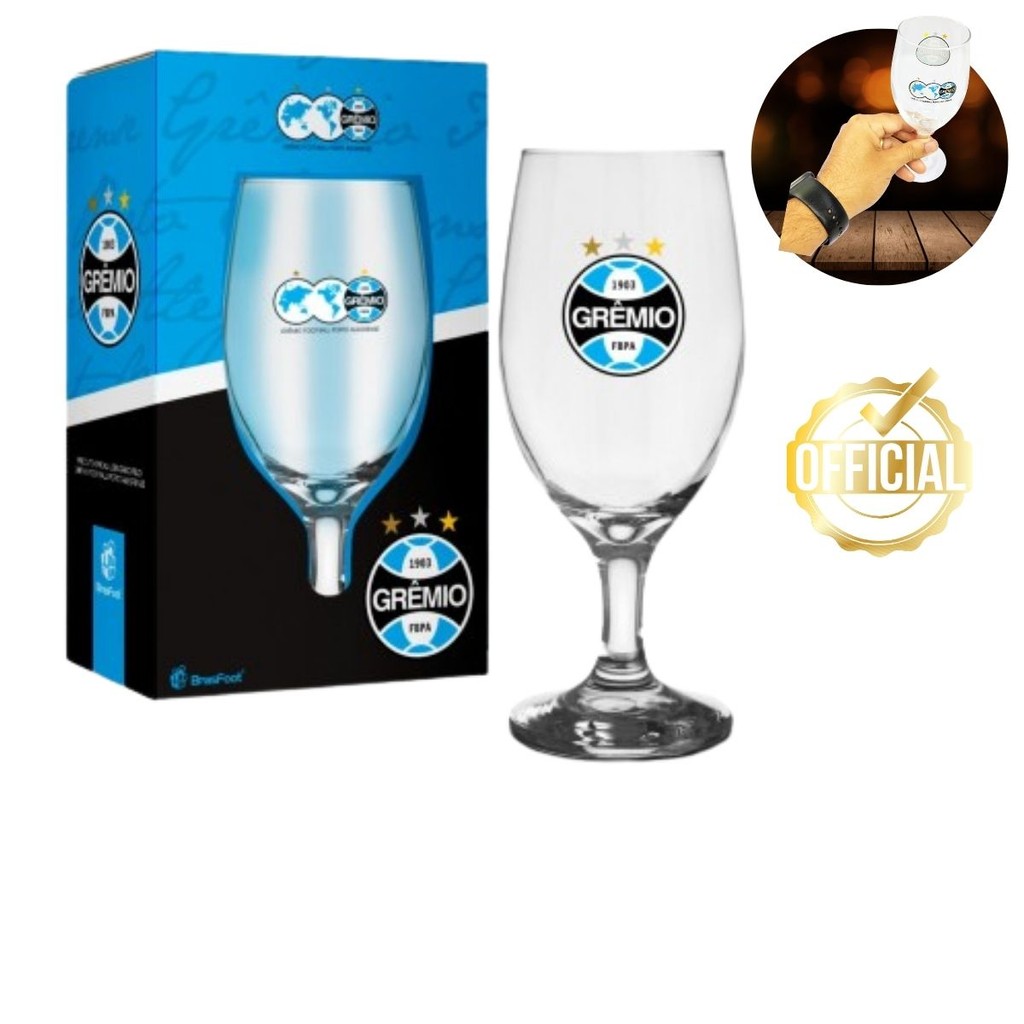 Taça Oficial 330ml Grêmio Reforçado Chopp Cerveja Time Escudo Vidro Oficial Presente Gaúcho Windsor