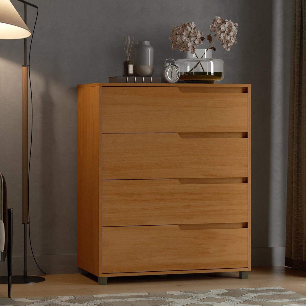 Cômoda em Mdf com 4 Gavetas 80cm X 104cm X 45cm Monet Nature em Oferta na Shopee