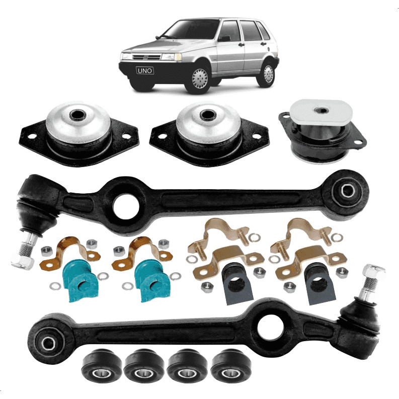 Kit Braço Oscilante Suspensão Com Buchas E Coxim Motor Câmbio Uno Fiasa 1.0 1.5