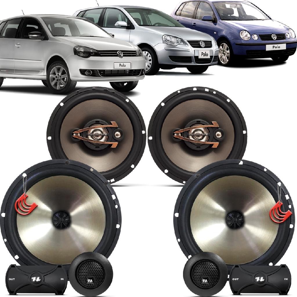 Kit Alto Falantes Dianteiros + Traseiros Polo Hatch e Sedan 2002 até 2014 - Hurricane Platino 640w