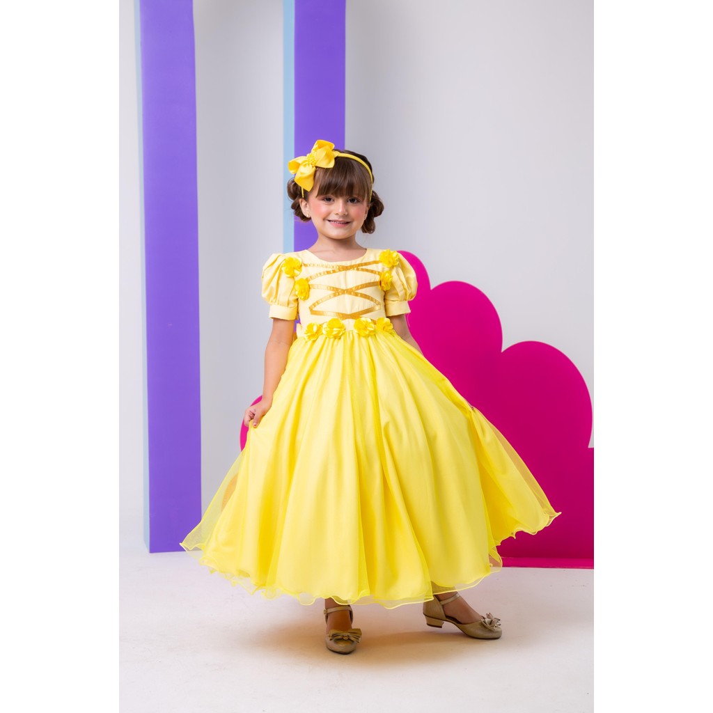 Vestido Bella Child Fantasia Longa A Bela e a Fera