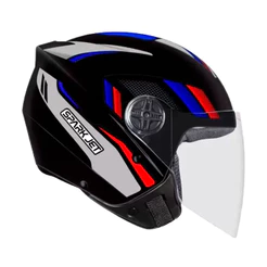 Capacete Moto Aberto Spark Jet Sting Viseira Cristal Preto c/ Prata Inmetro Tamanho - EBF
