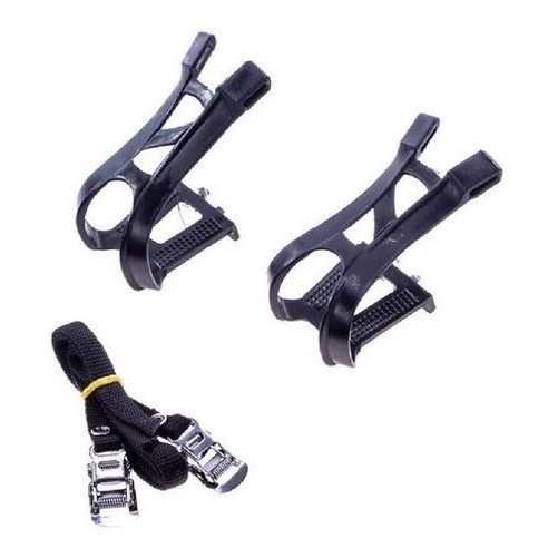 PAR FIRMA PÉ PEDAL BIKE C/ CORREIAS PLÁSTICO PEDALEIRA MTB — imagem 2 de 2