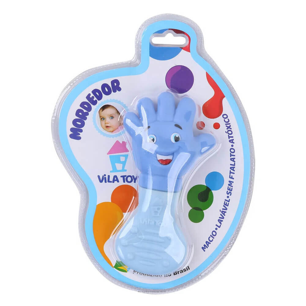 Mordedor Bebê Vila Toy Mãozinha Azul em Oferta na Shopee