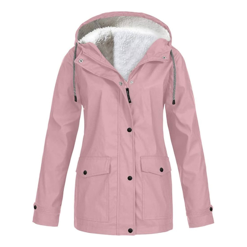 Parka Forrada Impermeável Flanelada Feminina Jaqueta Longa sobretudo forrado feminino lã pulover casaco neve frio