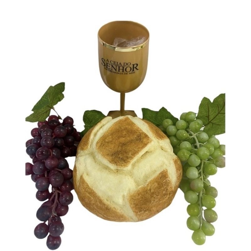 Kit Santa Ceia Com Um Pão + uvas e taca