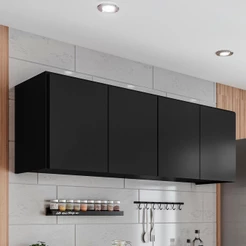Armário de Cozinha Aéreo 118cm 4 Portas Monna Preto Z34 - Mpozenato