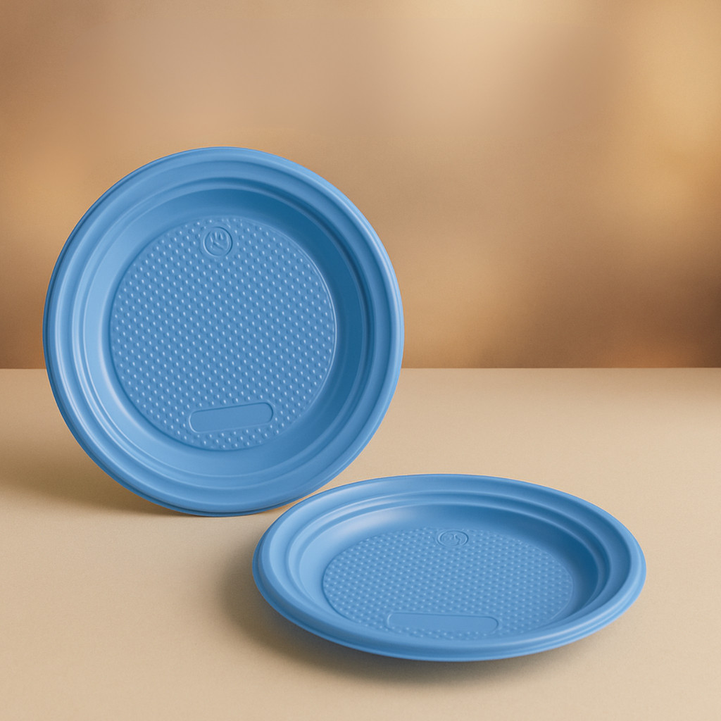 50 PRATOS SOBREMESA FESTA AZUL NEON 15cm (PLASTIK)